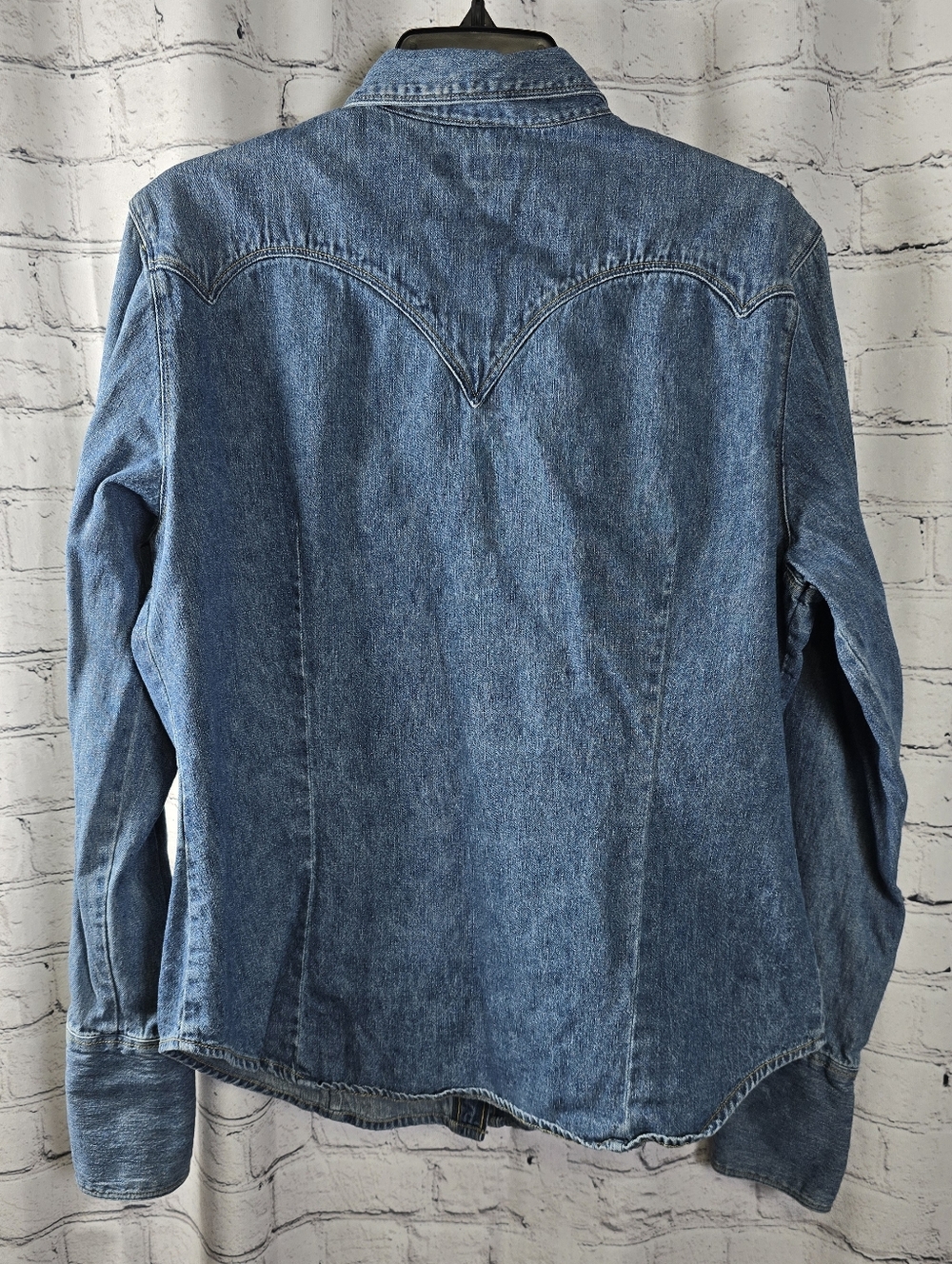 Stetson Women's Light Blue Western Denim Pearl Snap Button Down Shirt Size XL - Picture 5 of 6